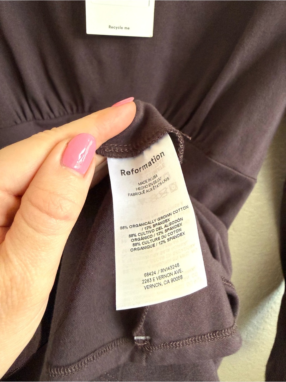 Reformation Melissa Knit Dress in Black Currant or Dark Brown Size M Long Sleeve - Picture 7 of 8